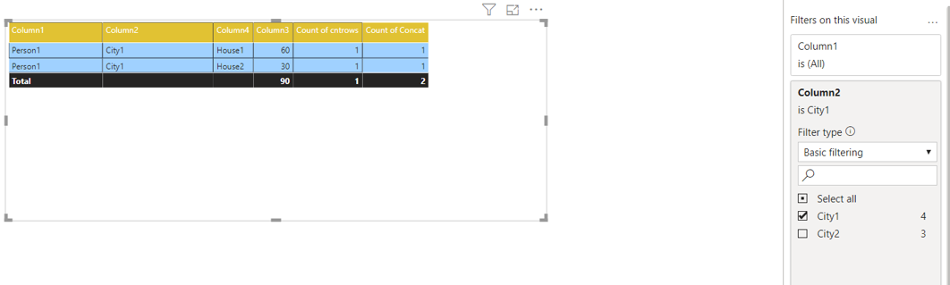 Power BI - número total de linhas numa tabela