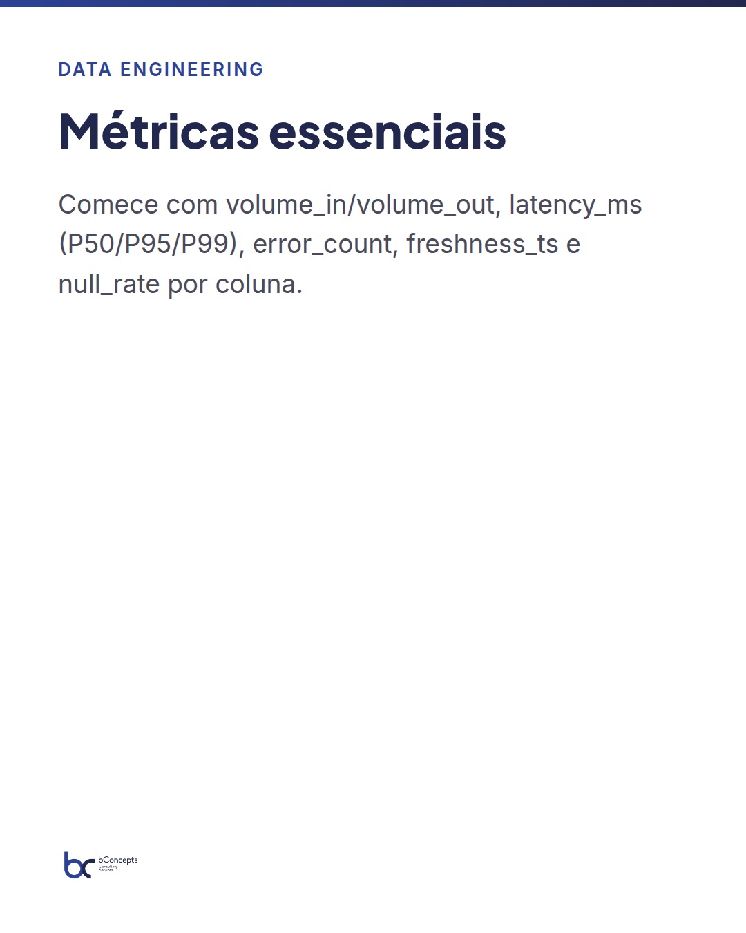 Data Engineering: métricas essenciais para pipelines — slide 3