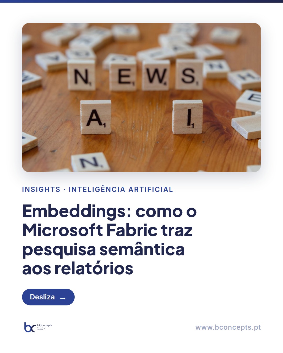 Embeddings e pesquisa semântica no Microsoft Fabric para BI — slide 1